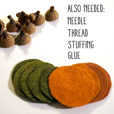 Felt Acorns – Tutorial – The Bella Modiste Felt Acorn Garland Diy, Wool Acorns Diy, Stuffed Fabric Acorns, Acorn Tops Crafts, Diy Yarn Acorns, Acorn Sewing Pattern Free, Acorn Hat Crafts, Felt Acorn Garland, Felt Acorns Diy