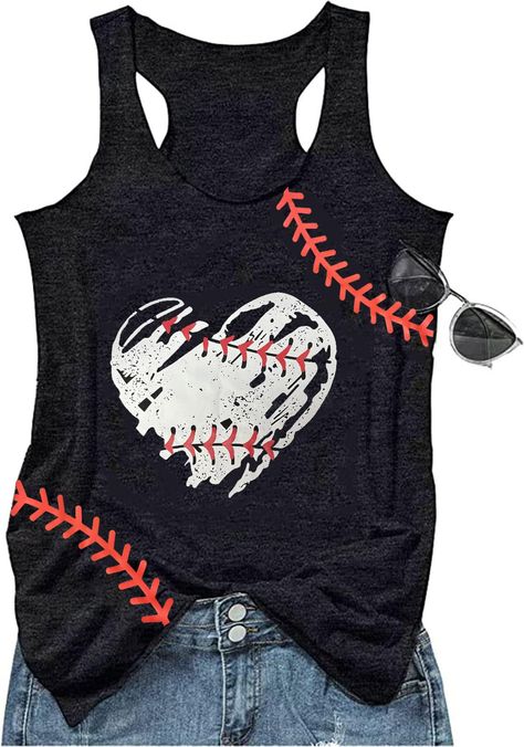 PRICES MAY VARY. Material: Cotton Blend,Comfortable Soft,Breathable Stretchy Fabric Baseball Tank Tops Style:Glitter Baseball Tank Tops for Women,Baseball Mom Tank Tops for Women Teen,Funny Heart Graphic Tee for Women Juniors,Summer Sleeveless Baseball Muscle Tank for Women Baseball Lover, Baseball Fan Great for Beach, Vacation, Running, Workouts Clothes, Daily Wear, Easy To Match With Your Favorite Skinny Jeans or Shorts. Buy This Shirt For Yourself or Gift It To A Friend,Makes A Great Gift For Baseball Mom Tank Top, Teen Funny, Baseball Tank Top, Baseball Tank, Baseball Tanks, Mom Tank Tops, Tank Tops Summer, Baseball Tee Shirts, Funny Baseball