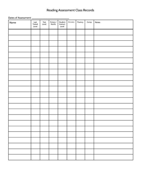 Class Record Template, Record Template, Guided Reading Lesson Plans, Reading Record, Run On Sentences, Guided Reading Lessons, Reading Assessment, Reading Lesson Plans, Progress Monitoring