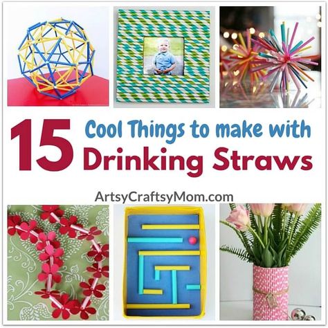 Drinking straws aren't just for your summer coolers, there's a lot you can do with them! Here are 15 super cool things to make with drinking straws. Straw Projects, Plastic Straw Crafts, Eiffel Tower Craft, Straw Activities, Paper Straws Crafts, Drinking Straw Crafts, Straw Art, Diy Straw, Straw Crafts