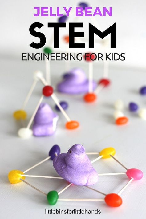 Easter Stem Challenge, Engineering For Kids, Easter Stem, Easter Science, Stem Building, Kindergarten Stem, Easter School, Stem Projects For Kids, Jelly Beans Easter