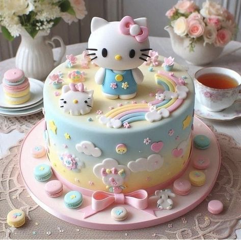 Sanrio Cake Birthday, Hello Kitty And Friends Cake, Hello Kitty Cake Birthday, Sanrio Birthday Cake, Sanrio Cake, Best Friend Cake, Art Birthday Cake, Hello Kitty Theme Party, Cake Tart