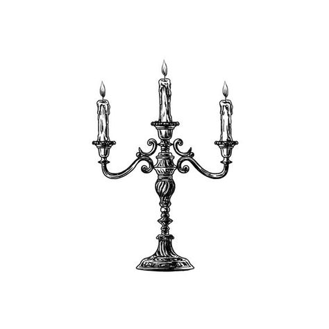 Candelabra Tattoo Design, Candles Tattoo Design, Candelabra Tattoo, Long Tattoo Design, Candlestick Tattoo, Chandelier Tattoo, Stick Tattoo, Candle Drawing, Medieval Tattoo