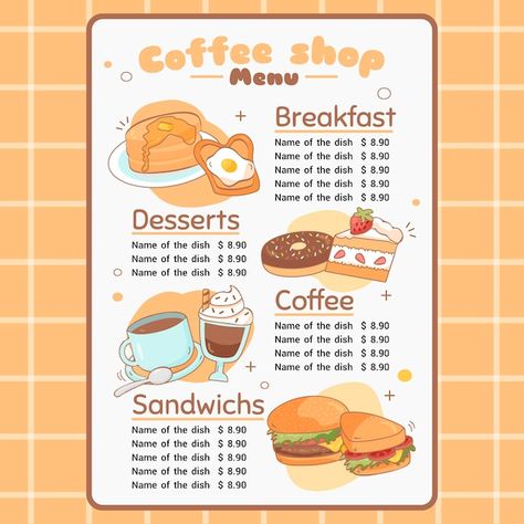 Cafe Menus Aesthetic, Kawaii Menu Design, Menu Drawing Design, Aesthetic Cafe Menu Design, Menu Cafe Aesthetic, Cafe Menu Drawing, Menu Design Aesthetic, Menu Aesthetic Design, Aesthetic Menu Design