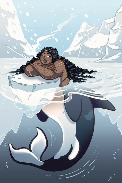 Orca Mermaid, Mermaid Concept Art, Black Mermaid Art, Seahorse Tank, Mermaids Art, Fat Mermaid, Chubby Mermaid, Male Seahorse, Mermaid Drawings