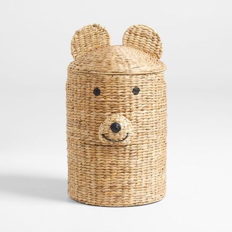 Kids Laundry Hamper, Kids Hamper, Woven Hamper, Kids Storage Bins, Kid Laundry, Teddy Bear Nursery, Nursery Hamper, Kids Throw Pillows, Bear Nursery