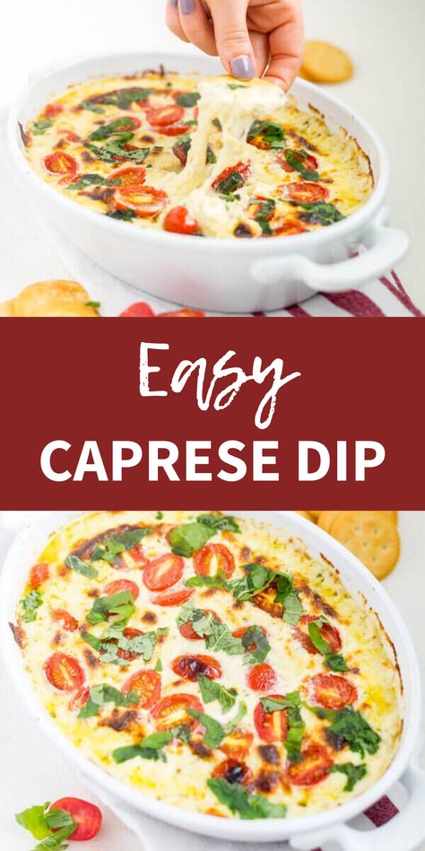 Caprese dip is an easy appetizer or snack to make for family and friends for the big game. Caprese dip with pesto makes it an even more simple recipe. Make it ahead of time and pop it in the oven for serving quickly. Easy Make Ahead Snacks, Caprese Dip, Snack To Make, Dip Easy, Gluten Free Puff Pastry, Make Ahead Appetizers, Appetizers For A Crowd, Snacks To Make, Favorite Appetizers