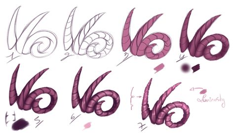 How I paint - Horns by rika-dono on DeviantArt Demon Inspiration, Drawing Dragons, Hair Drawings, Draw Better, Drawing Guides, Photoshop Collage, Beginner Photo Editing, Art Help, How To Shade