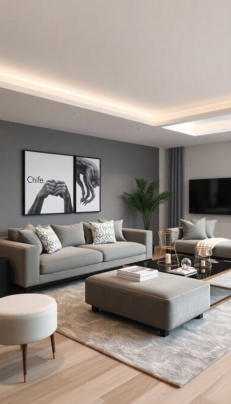 19 Grey Couch Living Room Ideas for a Unique Home Aesthetic - DIYCozy: Nails, Decor, DIY, Gardening, Holidays Gray Aesthetic Living Room, Grey House Aesthetic, Living Room With Light Grey Couch, Living Room Inspo Grey Couch, Light Grey Living Room Ideas, Light Grey Couch Living Room Ideas, Living Room Ideas Grey, Cosy Grey Living Room, Beige And Grey Living Room