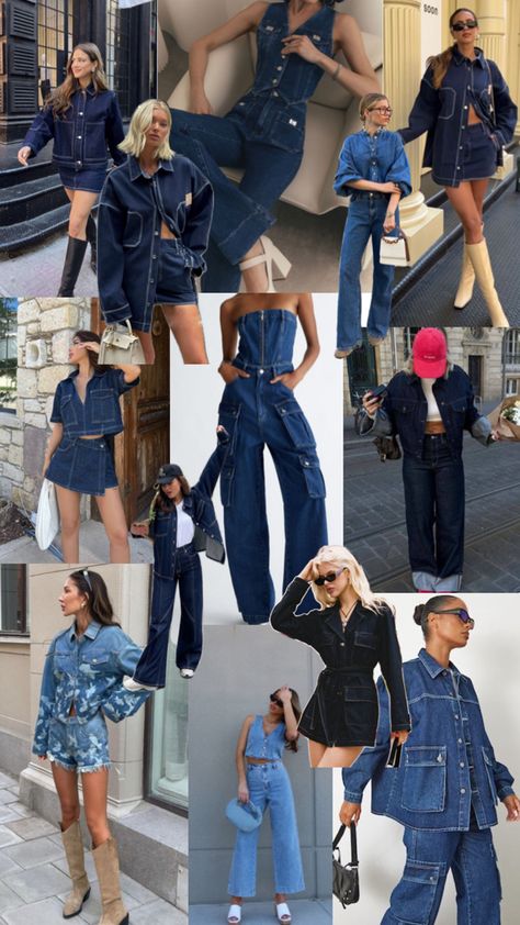 Total denim style Total Denim Outfit, Denim Outfits, Denim Outfit, Up Hairstyles, Hair Styles