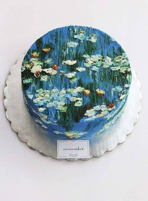 Art History Inspired Birthday Cakes | DailyArt Magazine Monet Inspired Cake, Decorate A Cake, Pretty Dessert, Cute Baking, Cake Decorating Designs, Painted Cakes, Pretty Birthday Cakes, Cute Birthday Cakes, Just Cakes