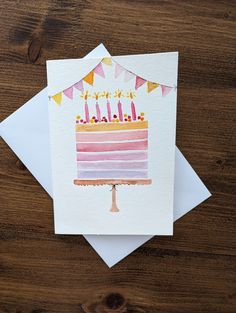 Colourful Birthday Cards, Birthday Cards Acrylic Paint, Watercolour Painting Cards, Watercolor Gift Card, Watercolour Birthday Cards Simple, Watercolour Cards Birthday, Marker Birthday Card, Paint Birthday Cards, Wish Card Ideas