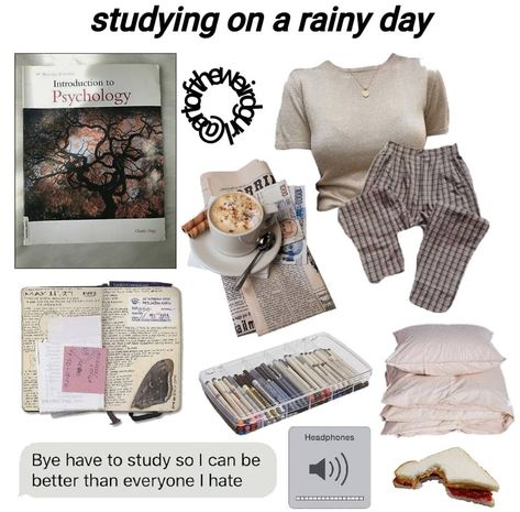 Rainy Day Study Outfit, Rainy Study Day, Introduction To Psychology, Romanticize School, Study Outfit, Romanticizing School, Niche Memes, On A Rainy Day, Study Inspiration