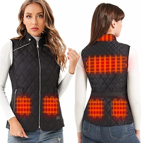 Heated Vest, Heated Clothing, Quilted Outerwear, Heating Pads, Vest For Women, Petite Blouses, Safety Clothing, Vest Coat, Body Warmer