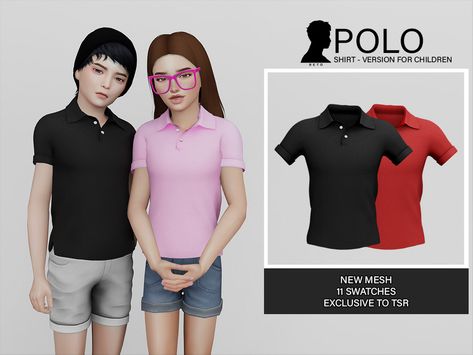 The Sims Resource - Polo (Shirt - Version for Children ) Sims 4 Polo Shirt Cc, Sims 4 Male Clothes, Sims 4 Cc Kids Clothing, 4 Poses, Sims 4 Children, Polo Lacoste, Sims 4 Toddler, Sims 4 Mods Clothes, Ralph Lauren Kids