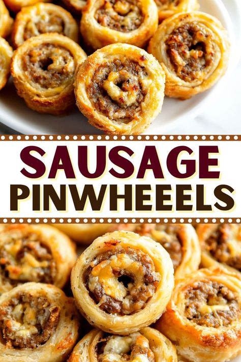 Bisquick Sausage Pinwheels, Pinwheel Crescent Rolls, Cheesy Sausage Breakfast Pinwheels, Sausage Cheese Pinwheels, Sausage Roll Ups Appetizers, Pie Crust Sausage Rolls, Sausage And Pepper Appetizer, Hot Pinwheels Appetizers, Easy Birthday Appetizers