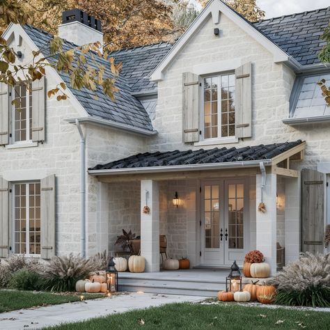 French Country Fall House Decor😍😍😍 French Homes Exterior, French Cottage House Exterior, Country French Homes Exterior, French Country Style Homes, French Country Cottage Exterior, Old French Country House, French Cottage Exterior, Fall House Decor, Cottage House Exterior