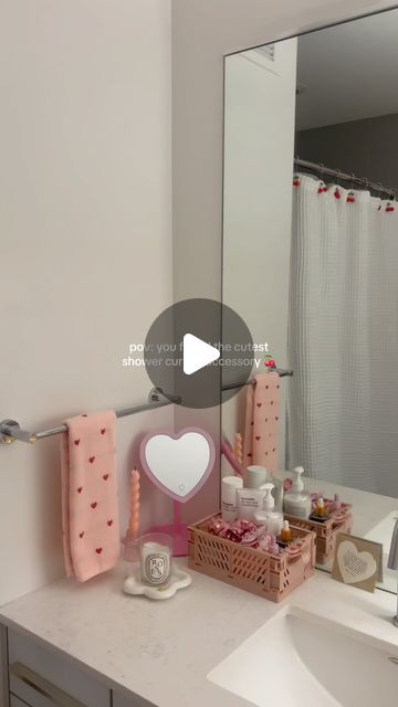 274K views · 47K likes | Mak on Instagram: "love the little details 🎀✨🤍 • • • #selfcare #selflove #wellness #roomdecor #roomdecorinspo #shower #showerroutine #showerdecor #showercurtain #cherry #cherrydecor #westelm #bathroomreset #bathroomdecor #howtodecorate #pinkpinkpink #pinkdecor" Cherry Bathroom Ideas, Cherry Bathroom, Future Apartment Decor, Shower Curtain Bathroom, Curtain Bathroom, Future Apartment, Shower Routine, Pink Decor, Locker Room