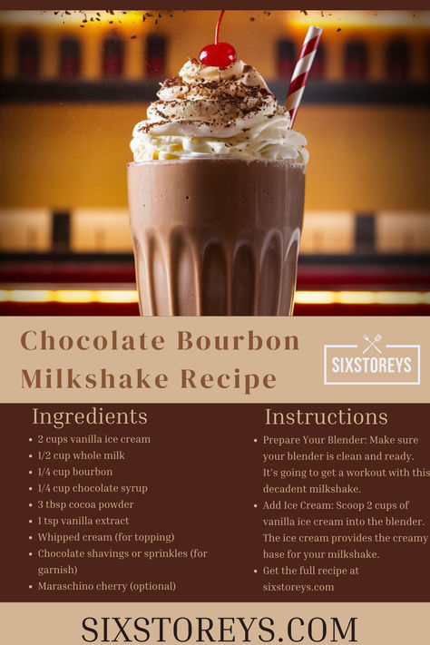 Chocolate Bourbon Milkshake Recipe Bourbon Milkshake, Chocolate Bourbon, Milkshake Recipe, Milkshake Recipes, Chocolate Syrup, Chocolate Shavings, Maraschino Cherry, Chocolate Sauce, Time Of Day