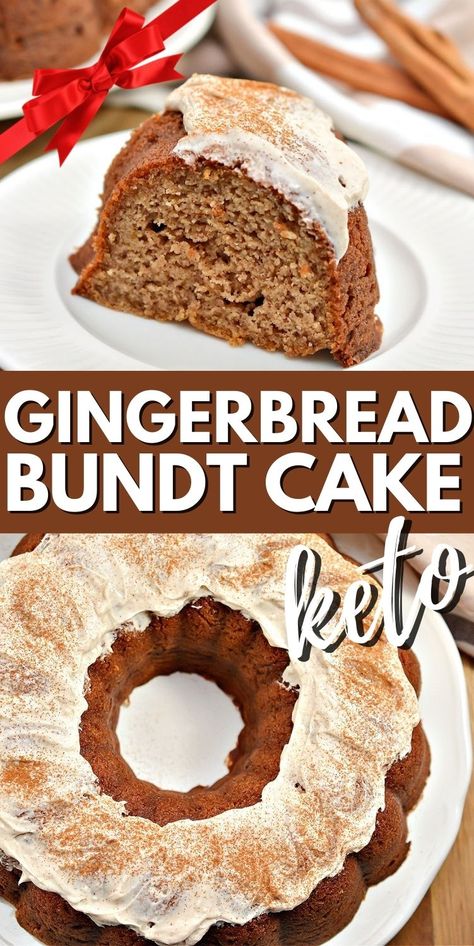 Sugar Free Gingerbread Cake, Keto Christmas Recipes Dessert, Low Carb Gingerbread Cake, Xmas Cake Recipes, Low Carb Gingerbread Cookies, Gingerbread Bundt Cake, Keto Gingerbread, Stylish Cravings, Christmas Bundt Cake