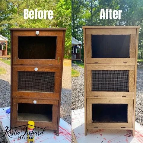 Got an old potato and onion bin laying around? My Upcycled Potato Bin tutorial is sure to inspire you to give yours new life! Potato Bin Makeover, Potato And Onion Bin, Potato Bin, Produce Bin, Potato Storage, Farmhouse Decor On A Budget, Wooden Containers, Craft Fairs Booth, Diy Projects To Sell