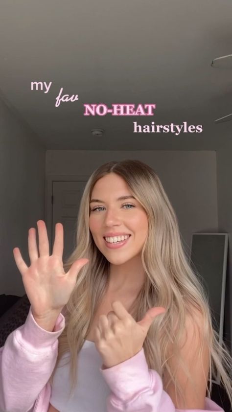 Cute Hairstyles No Heat, Easy No Heat Hairstyles, Heat Hairstyles, No Heat Hairstyles, No Heat, Tiktok Watch, Tiktok Videos, Easy Hairstyles, Heat