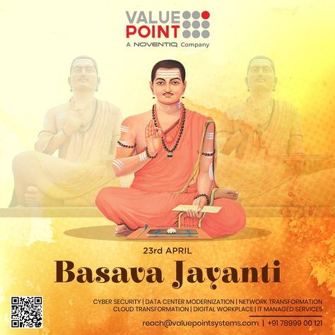 May lord Basavanna's wisdom fill your hearts with kindness and compassion. Value Point Systems wishes you all a Happy Basava Jayanti🙏 #basavajayanthi Basava Jayanti, Kindness And Compassion, Sai Baba, Creative Posters