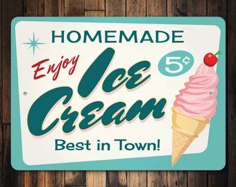 Ice sign | Etsy Ice Cream Sign, Ice Cream Decorations, Bedroom Man Cave, Cream Kitchen, Vintage Ice Cream, Ice Cream Parlor, Ice Cream Shop, Homemade Treats, Homemade Ice