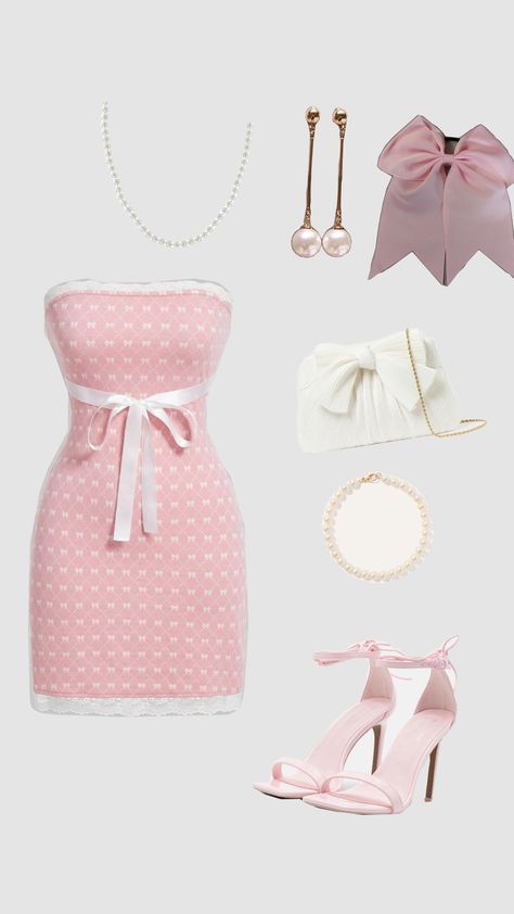 pink, bows, hairbows,coquette,pearls Coquette Pearls, Bows Outfit, Preppy Style Outfits, Shein Codes, Rich Girl Outfits, Coquette Dark, Star Clothing, Boujee Outfits, Shein Outfits