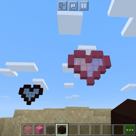 Minecraft Heart, Pic Cute, Minecraft Cottage, Minecraft Inspo, Minecraft Creations, Minecraft Ideas, Mia 3, Minecraft Designs, Feb 4