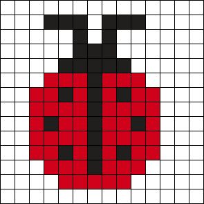 Ladybug Bead Pattern, Ladybug Perler Beads, Fuse Bead Patterns Easy, Pixel Art Tiny, Perler Bead Patterns Easy, Tiny Perler Bead Patterns, Melt Beads, Bead Templates, Canvas Coasters