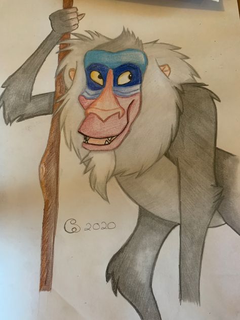 Rafiki Drawing, Rafiki Lion King, Lion King Drawings, Pencil Drawings For Beginners, Disney Art Drawings, Muse Art, Disney Films, Colorful Drawings, Lion King