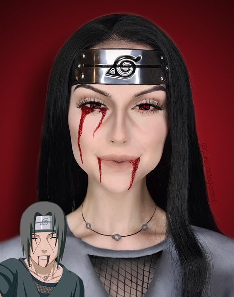 Akatsuki Eye Makeup, Itachi Uchiha Makeup, Akatsuki Makeup Inspired, Naruto Inspired Makeup, Naruto Makeup Inspired, Itachi Makeup, Akatsuki Makeup, Naruto Makeup, Ninja Makeup