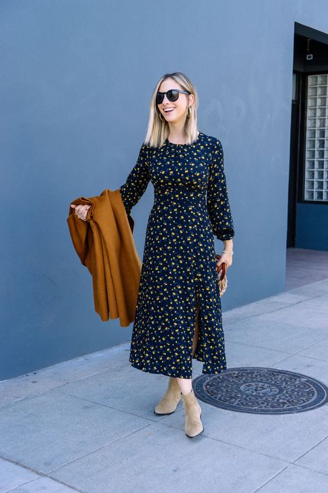 Printed dress+booties