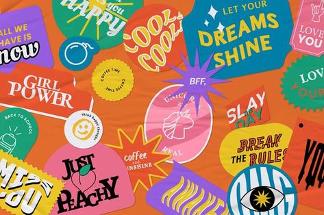 Retro Words, Sticker Collage, Free Paper Texture, Retro Texture, Graphisches Design, Desain Editorial, Psd Background, Vintage Words, Sticker Poster