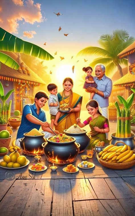 Tamil Art Culture, Pongal Photos, Pongal Festival Images, Illustration Ads, Village Scene Drawing, Funny Airport Signs, People From The Past, Daisy Acrylic Nails, Airport Signs