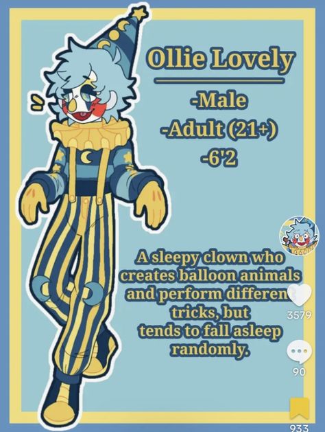 Clown Oc Male, Digital Circus Oc, Circus Oc, Random Memes, Balloon Animals, Character Creation, Writing Prompts, How To Fall Asleep, Circus