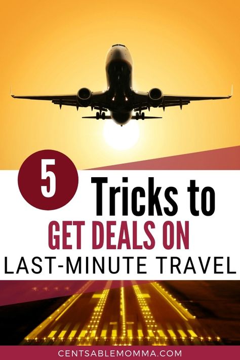 Whether you want to make vacation plans or need a flight at the last-minute, check out these 5 tricks to save money and get deals on last-minute travel. via @centsablemomma Last Minute Travel Deals, Airplane Flying, Cheap Vacation, Travel Savings, International Travel Tips, Travel Itinerary Template, Vacation Deals, Romantic Vacations, Travel Money