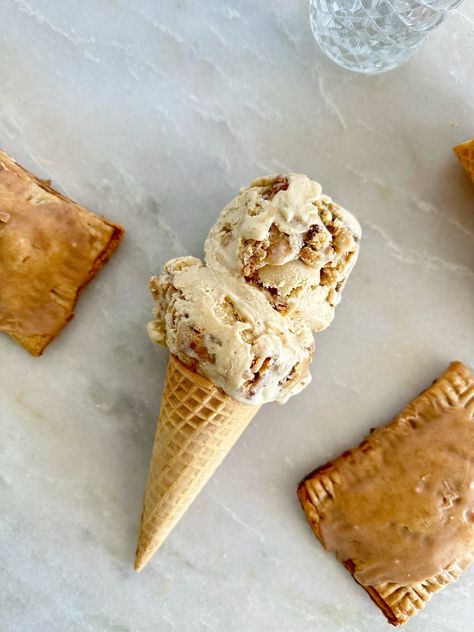 Brown Sugar Cinnamon Pop Tart Ice Cream Recipe | Our Aesthetic Abode Brown Sugar Pop Tarts, Pop Tart Flavors, Homemade Brown Sugar, Half Baked Harvest Recipes, Strawberry Pop Tart, Cuisinart Ice Cream Maker, Gluten Free Ice Cream, Homemade Custard, Sugar Pop