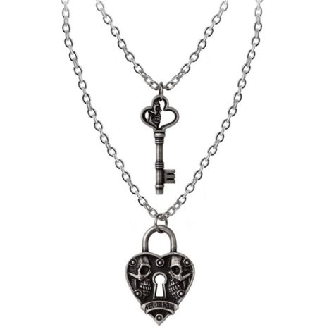 You've Never Entered This Place Before - Dare You Commit Yourself? The Most Beautiful Couples Necklace Featuring A Padlock And Key Design. The Key Fits Into The Lock Demonstrating Your Eternal Love! Complete With Hand Carved Skulls Staring Into Eternity At Each Other. Designed And Hand Made In England In Fine English Pewter. Packaged In An Alchemy Branded Bag, Including Alchemy Care Instructions. Approximate Dimensions: Width 1.10" X Height 1.57" X Depth 0.20" And Weight: 0.07lbs Chain Length: L Couples Pendants, Alchemy Gothic Jewelry, Carved Skulls, Couples Necklace, Alchemy Gothic, Star And Moon Necklace, Jewel Necklace, Pewter Color, Couple Necklaces