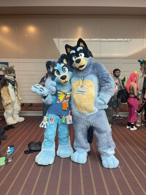 Bluey And Bingo Costume Teen, Bluey As A Human, Bluey Fursuit, Bluey Cosplay, Blue Fursuit, Blue And Bingo, Dog Fursuit, Bandit Bluey, Bluey Bandit