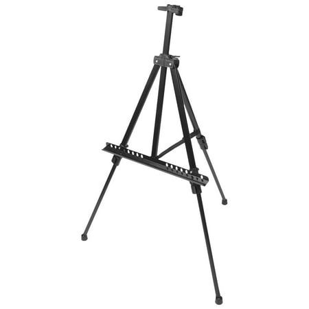 Description This tripod easel is made of stable material for durable to use. It's easy to use and install with long service life. It is easy to adjust the height and angle for achieving a better location. It is also a great stand for displaying sketches or paintings. Features -Color:Black -Material:Iron -Size:56.00X11.50X5.50cm/22.01X4.52X2.16in -It's for displaying paintings, framed photographs, office presentations, event and store signs, posters, books and more. -Portable and light in weight,