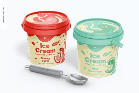 Ice Cream Tub Packaging Design, Ice Cream Tub Design, Ice Cream Box Packaging, Ice Cream Tub Packaging, Ice Cream Bucket, Ice Cream Tub, Ice Cream Menu, Tub Design, Ice Cream Business