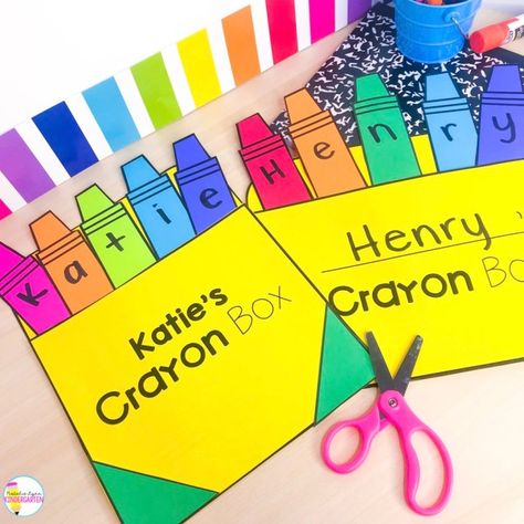 Crayon Crafts For Toddlers, Crayon Box Craft Preschool, Back To School Name Craft, Crayon Crafts For Preschoolers, Crayon Box Template Free Printable, Crayon Box Printable, Name Crafts Kindergarten, Crayon Activities For Preschool, Crayon Name Tags Free Printable