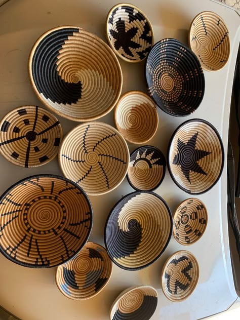 15 Brown Tan and White Wall Hanging Baskets15 Wall Decor | Etsy African Decor Living Room, Wall Decor Baskets, Modern African Decor, Rattan Wall Decor, Afrocentric Decor, African Interior Design, African Wall Baskets, African Inspired Decor, Basket Wall Art