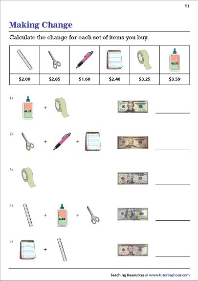 Making Change Money Activities, Counting Change Activities, Money Management Activities Occupational Therapy, Money Skills For Special Education, Money Management Worksheets, Making Change Worksheets, Money Practice, School Sheets, Money Learning