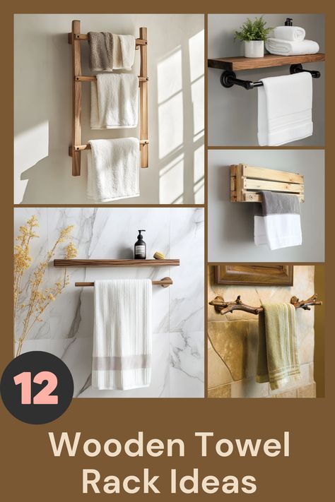 Upgrade your space with creative DIY wooden towel rack ideas. Perfect for adding style and function to bathrooms or kitchens. Read the full article for inspiration! #WoodenTowelRack #DIYWoodProjects #HomeOrganizationIdeas #WoodworkingBasics #DIYHomeDecor Drying Towel Rack Bathroom, Boho Towel Rack, Wooden Towel Rack Bathroom Diy, Bath Towel Drying Rack Ideas, Diy Towel Holder Bathroom, Rustic Towel Rack Bathroom, Diy Towel Rack Bathroom, Corner Pantry Shelves, Wooden Towel Rack Bathroom