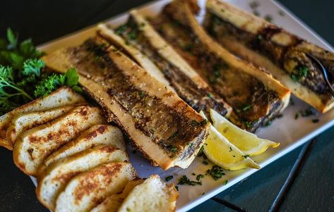 Beef Marrow, Marrow Recipe, Norse Pantheon, Beef Marrow Bones, Roasted Bone Marrow, Decadent Food, God Of Thunder, Grilled Bread, Chicken Steak