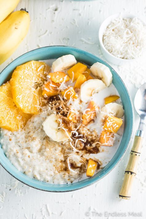 Tropical Oatmeal, Ghanaian Dishes, Quick Brunch, Vegan Gluten Free Breakfast, Coconut Oatmeal, Africa Food, Healthy Brunch, Gluten Free Oatmeal, Quick Healthy Breakfast