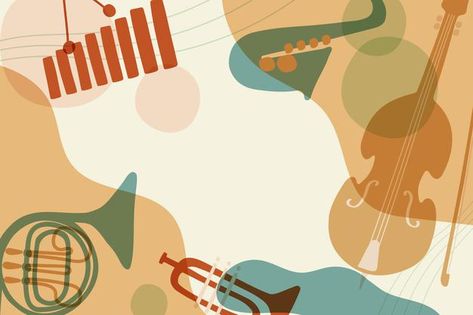 Background Orange Pastel, Music Player Website, Aesthetic Jazz, Jazz Background, Instrument Illustration, Banners Music, Dance Background, Background Orange, Music Background